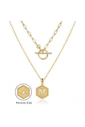14K Gold Initial Layered Choker Necklaces for Women
