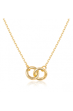 14K Gold Personalized Engravable Double Ring Necklace For Her