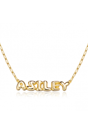 Custom Bubble Letter Initial Chain Necklace For Women
