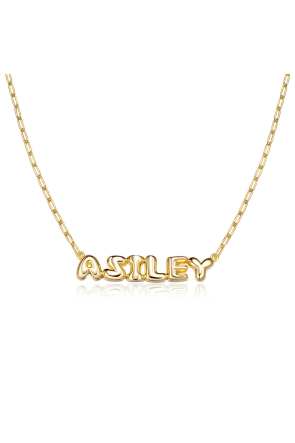 Custom Bubble Letter Initial Chain Necklace For Women