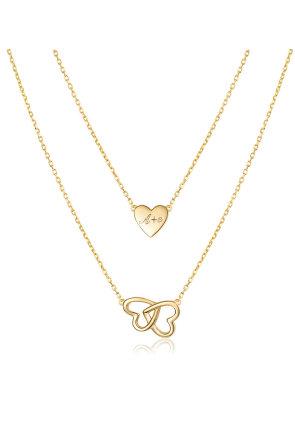Asiley Custom Double Heart 2 Layered Necklace
