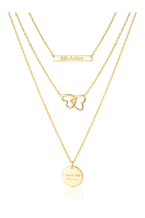 Asiley Custom Engravable 3 Layered Necklace Set