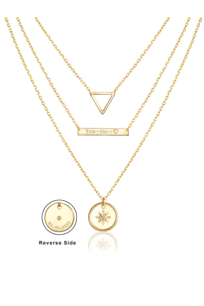 Custom Engravable Dainty Three Layered Choker Necklace Gold