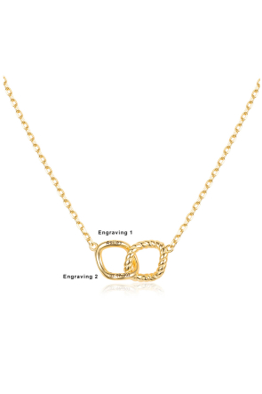 Custom Engraved Double Ring Chain Necklace Gold