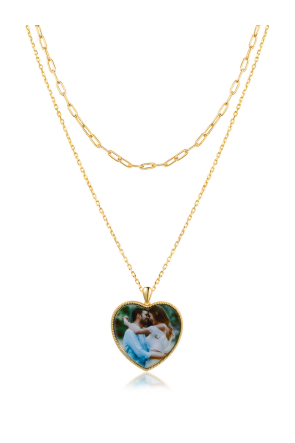 Personalized Heart Shaped Picture Multilayer Necklace