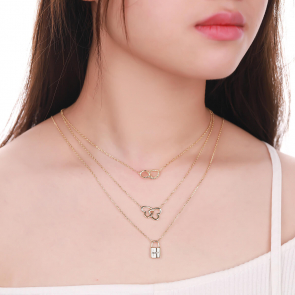 Asiley Custom Engravable 14k Gold Forever Layered Necklace Set