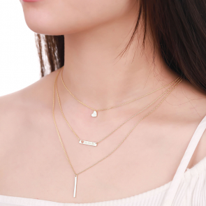 Engravable Horizontal Bar Layered Necklace 