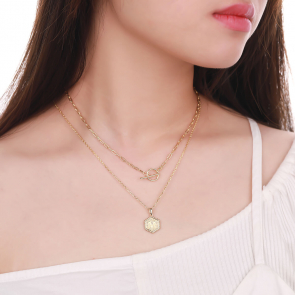14K Gold Initial Layered Choker Necklaces for Women