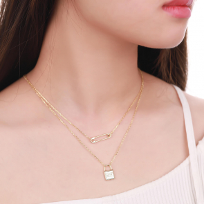 14K Gold Plated Spillo Necklace For Women