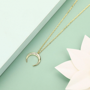 14K Gold Plated Engravable Horn Chain Necklace 