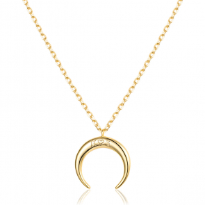 14K Gold Engravable Horn Chain Necklace 