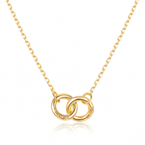 14K Gold Personalized Engravable Double Ring Necklace For Her