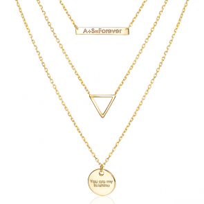 14K Gold Custom Engravable Bar Gold Layered Necklace