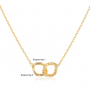 Custom Engraved Double Ring Chain Necklace Gold