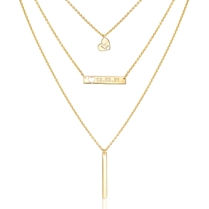 Engravable Horizontal Bar Layered Necklace 