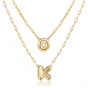 Custom Bubble Letter Layered Initial Necklace For Women