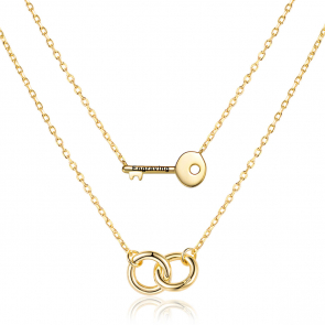 Asiley Key and Double Ring Forever Layered Necklace Set