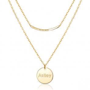 Engravable Smiley Layered Necklace Set For Women