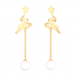14K Gold Plated Christmas Tree Drop Earrings 