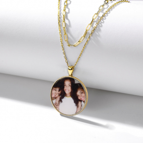 Asiley Personalized Photo Layered Necklace