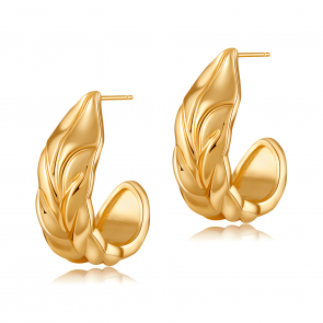 Feather stud C-shaped retro high-end earrings
