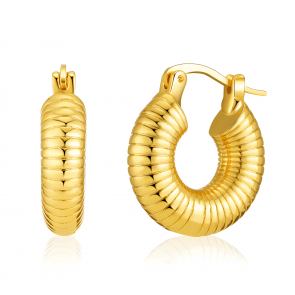 Gold snail textured hoops earrings