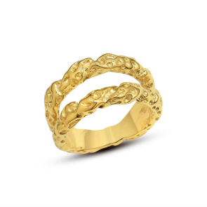Hammered Paper Double Layer Ring