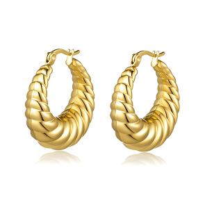Hollow crescent moon earrings plated with 14K gold