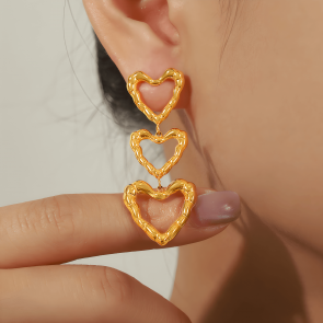 Irregular heart shaped drop earrings