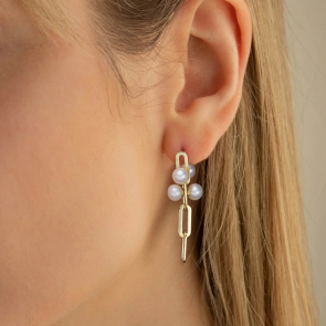 Paperclip Chain Pearl Earrings
