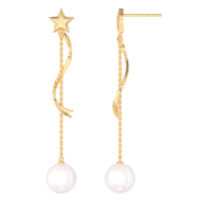 Ribbon Pearl Drop Earrings