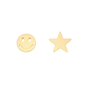 Smiley Stud Earrings 14K Gold Plated