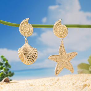 Starfish and Conch Shell Earrings
