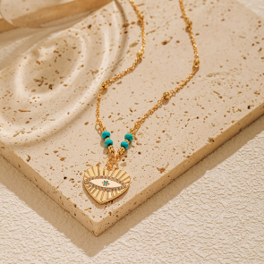 Turquoise Heart Devil's Eye Necklace