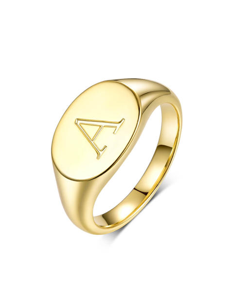 Women's Initial Signet Ring 