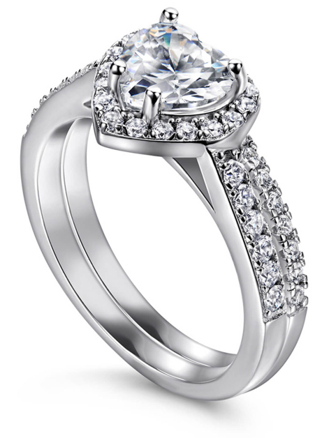 Heart Cut Moissanite Ring Set