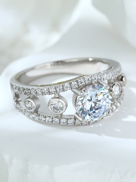 Round Moissanite Ring In Sterling Silver