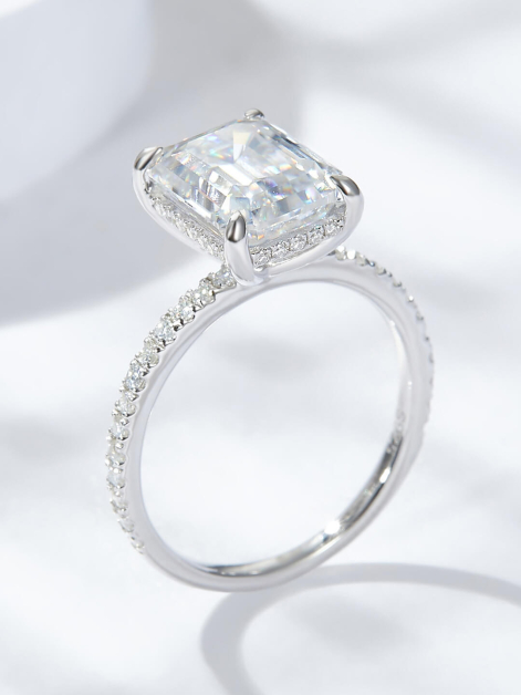 Custom Emerald-Cut Moissanite Ring