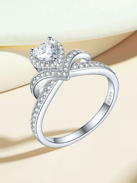 Heart Cut Moissanite Ring In 925 Sterling Silver