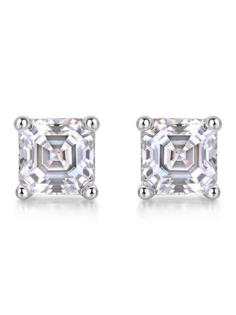 ASILEY Asscher Cut Moissanite Stud Earrings