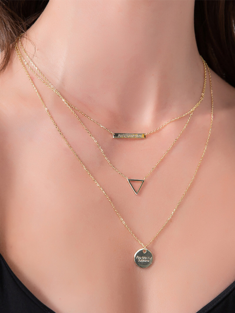 14K Gold Plated Custom Engravable Bar Layered Necklace