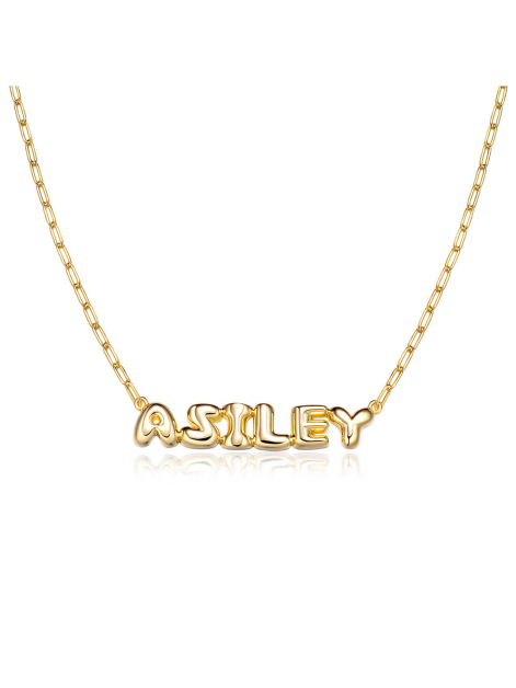 Custom Bubble Letter Initial Chain Necklace For Women