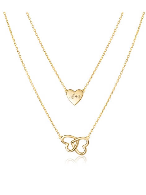 Asiley Custom Double Heart 2 Layered Necklace