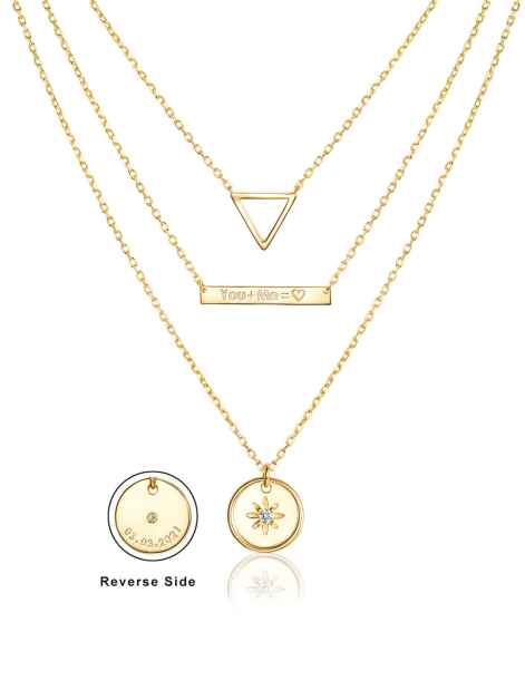 Custom Engravable Dainty Three Layered Choker Necklace Gold