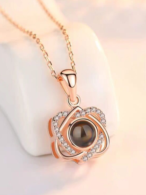 Double Heart Shape 100 Languages Projection Necklace