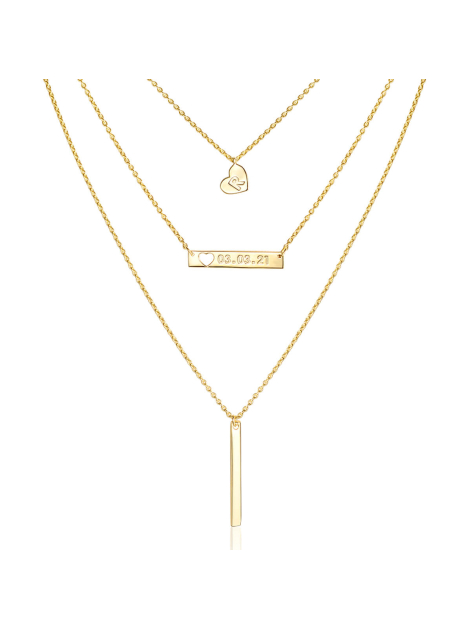 Engravable Horizontal Bar Layered Necklace 
