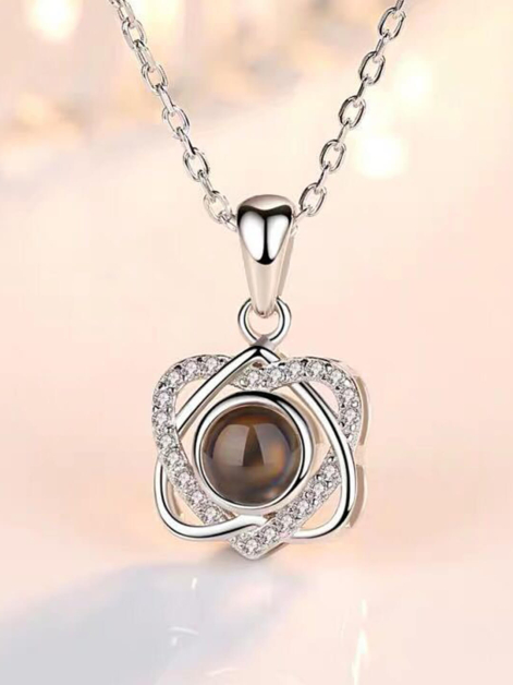 Double Heart Shape 100 Languages Projection Necklace
