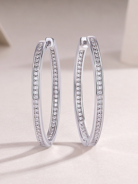 ASILEY Moissanite Silver Hoop Earrings