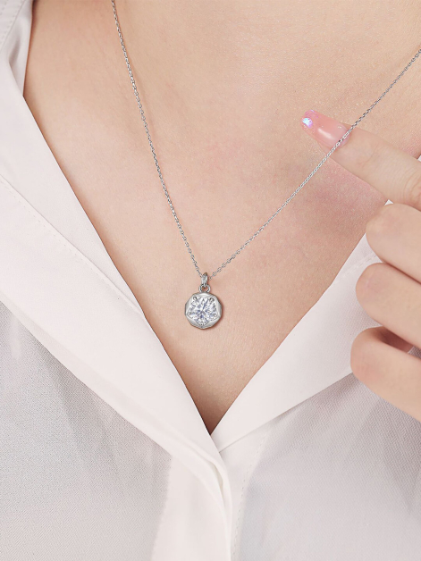 ASILEY Round Cut Moissanite Necklace