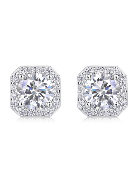 ASILEY Round Cut Moissanite Stud Earrings
